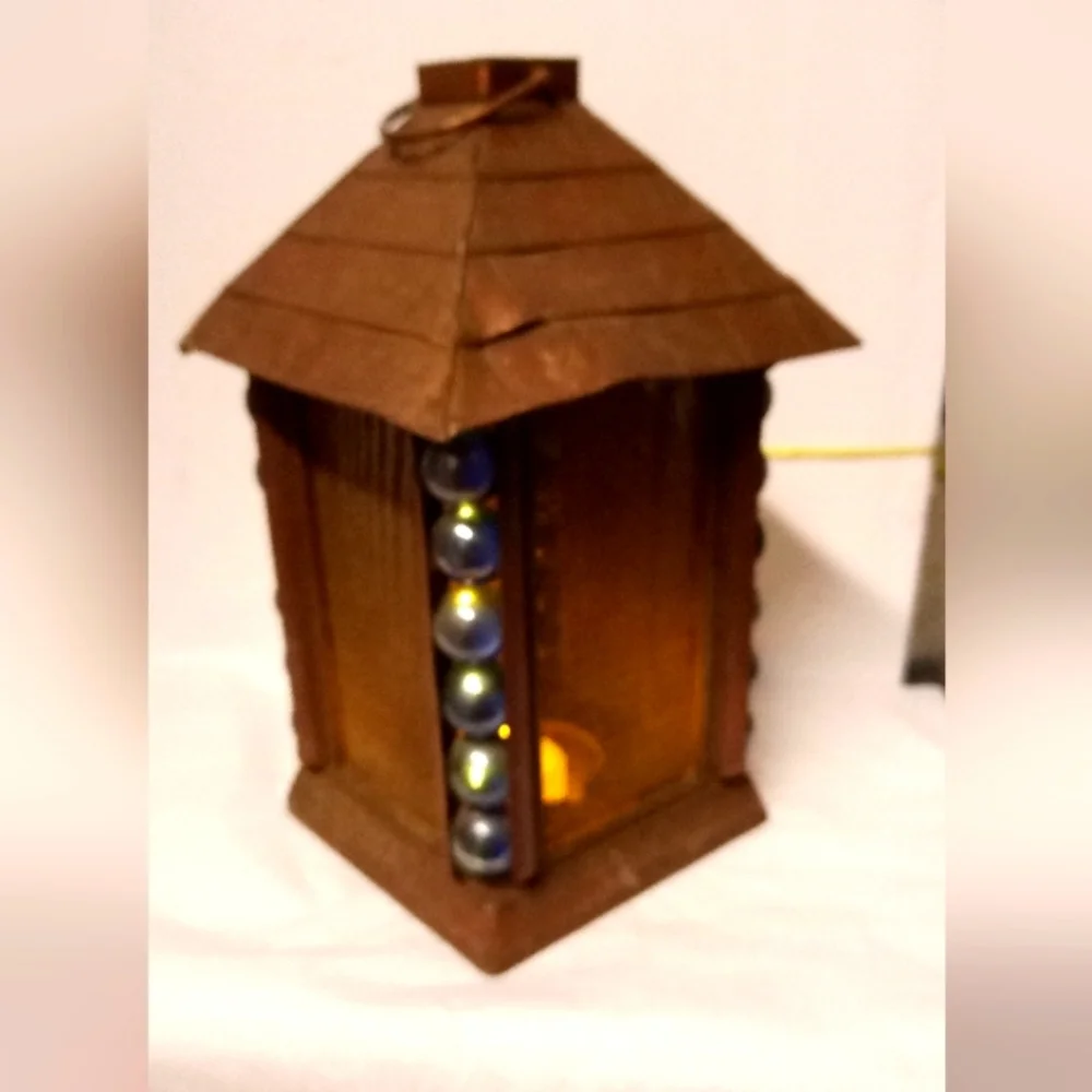 RARE Japanese Architecture Lantern Candlelight Tealight Holder Heavy Metal 9.5